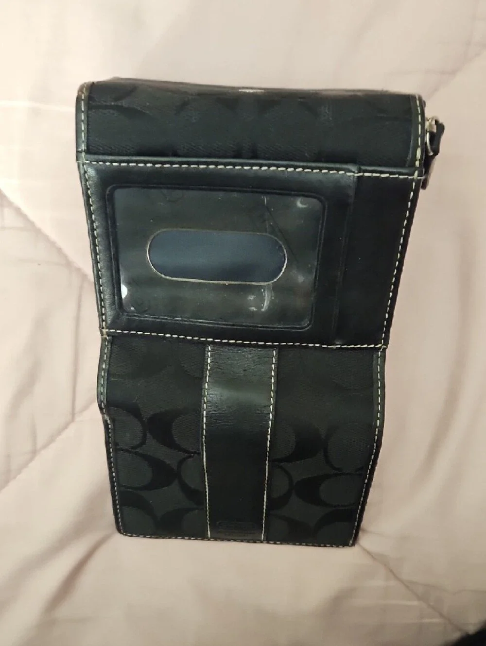 Coach Black Signature Canvas Tri Fold Wallet with Leather Trim - Picture 5 of 7